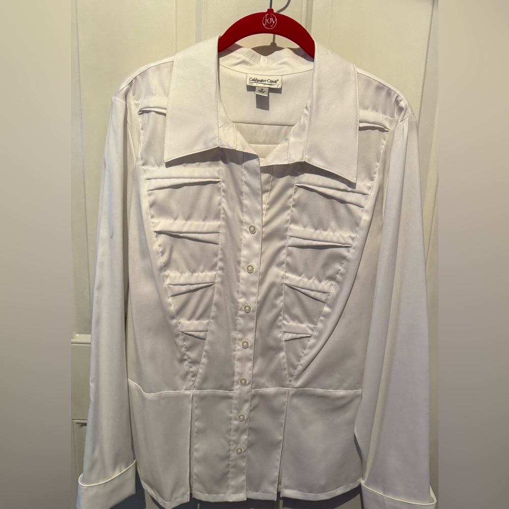 Coldwater Creek White Button Up with Corset Back